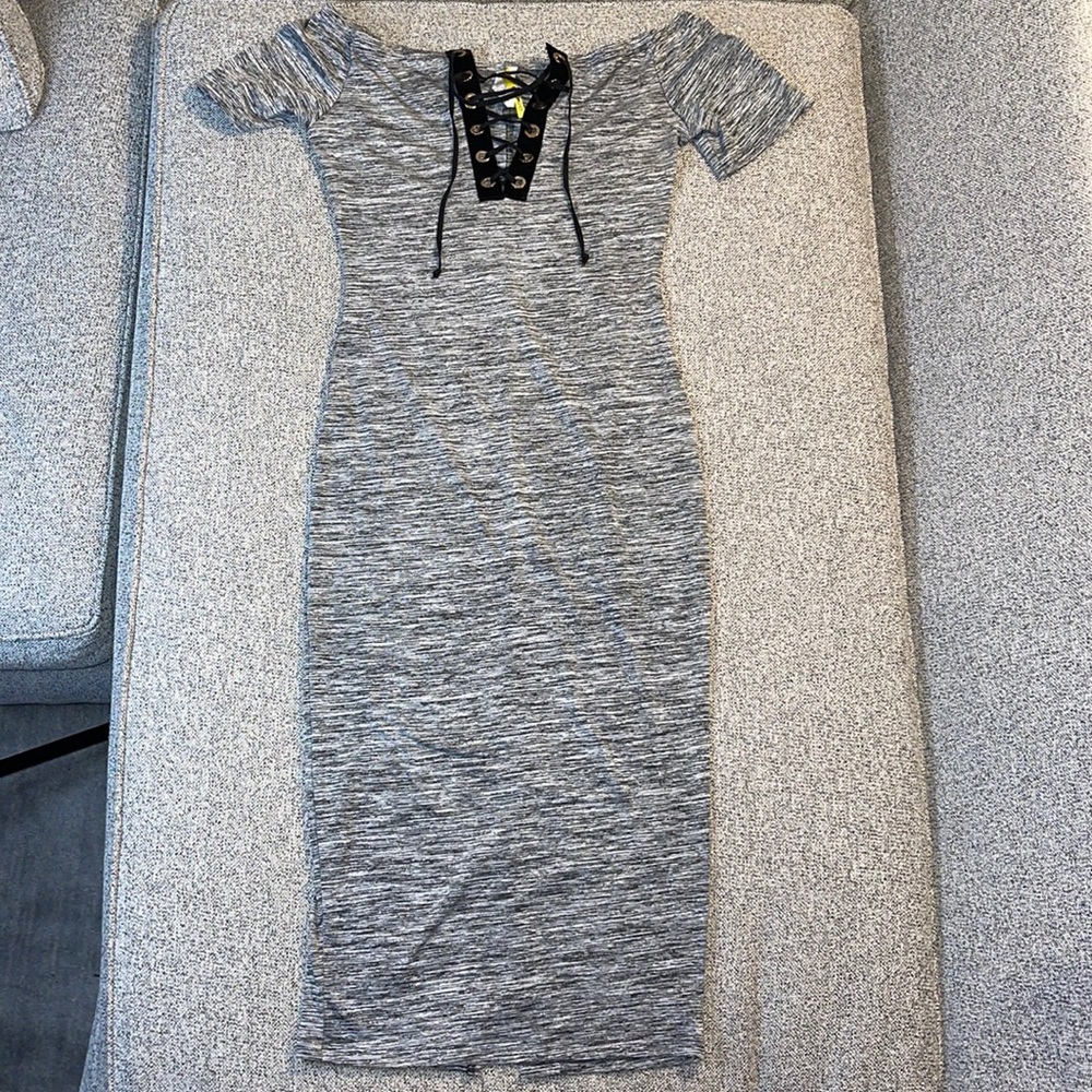 FASHION NOVA Midi Dress - Black/Gray